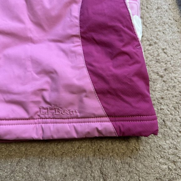 LL Bean Jacket Girls XL 18 Full Zip Nylon Softshell Insulated Pink Pockets - Picture 5 of 12